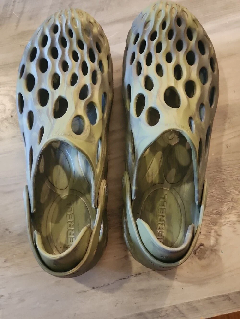 Mens Merrell Olive Green Foam Slip-On Water Clog